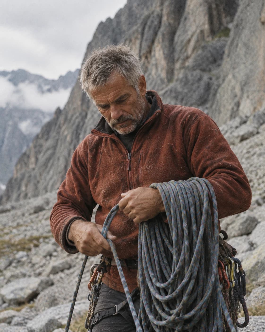 Portrait of mountain guide Jean-Marc Favre, outdoors in the Alps