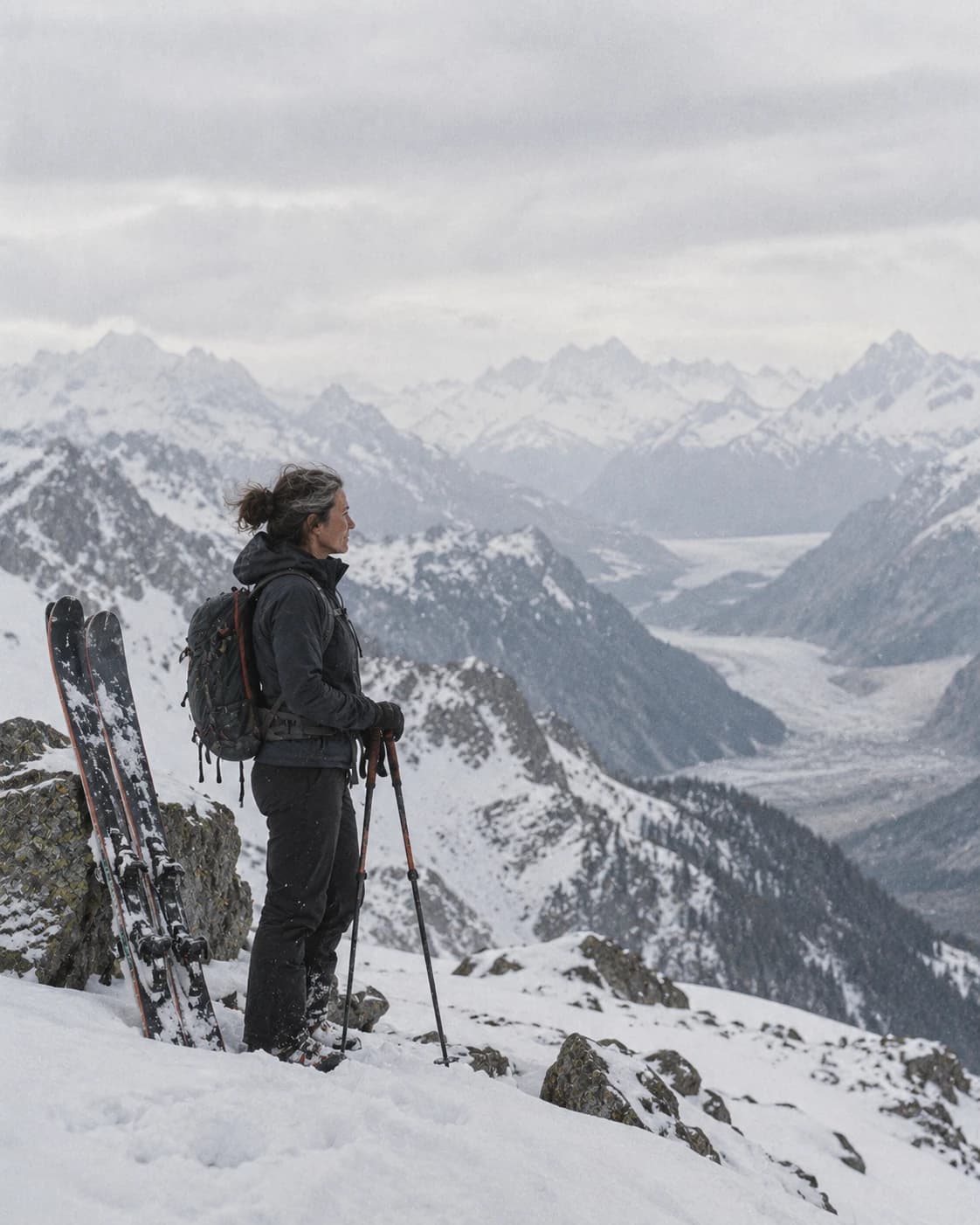 Portrait of mountain guide Nadia Brun, outdoors in the Alps