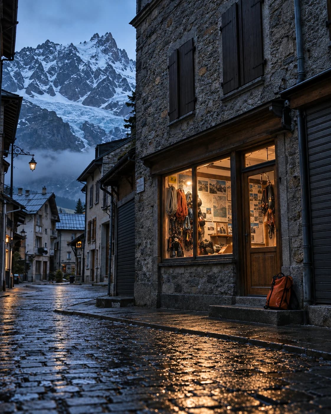 The guides' office on rue Paccard before six in the morning