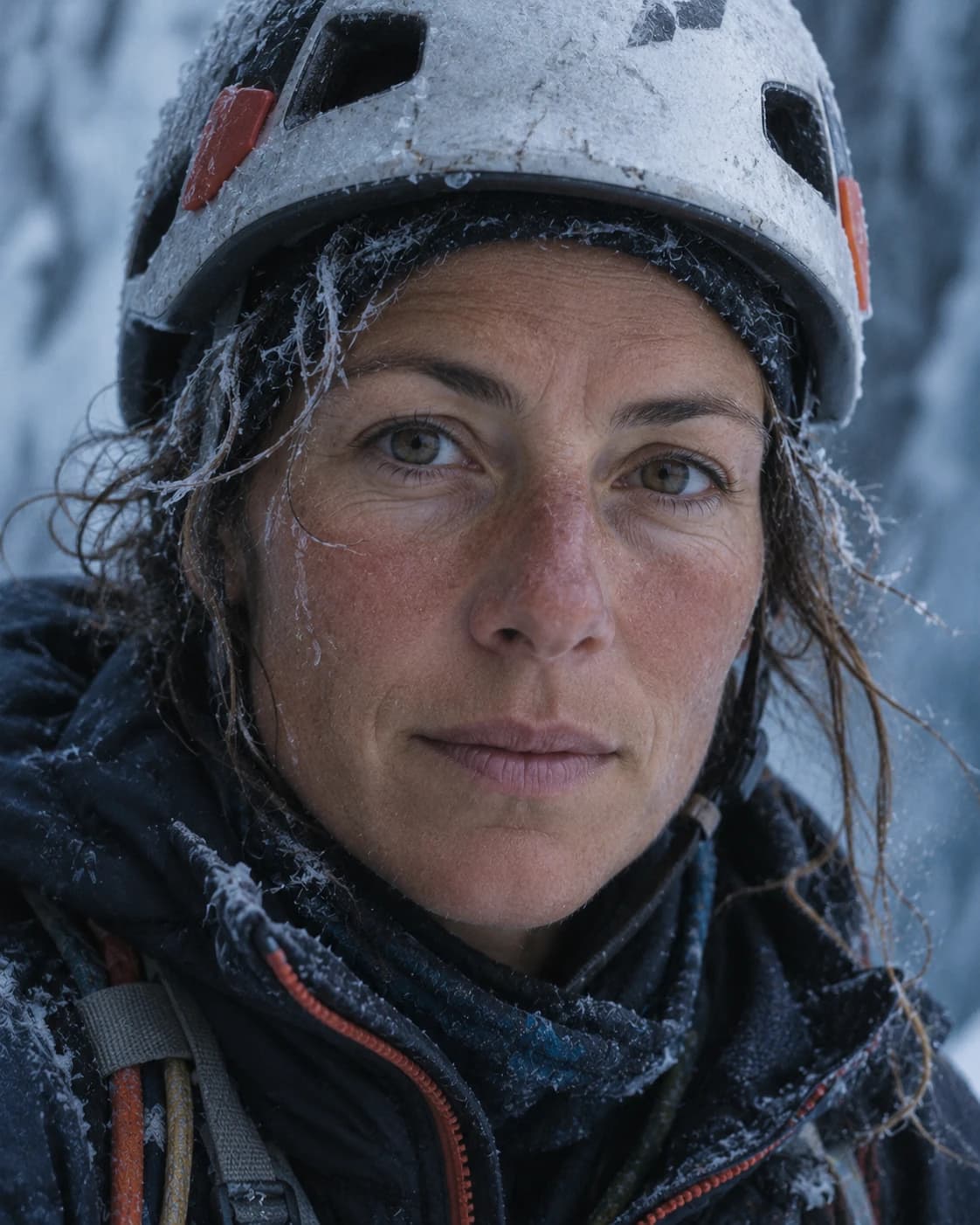 Portrait of mountain guide Sarah Lenoir, outdoors in the Alps