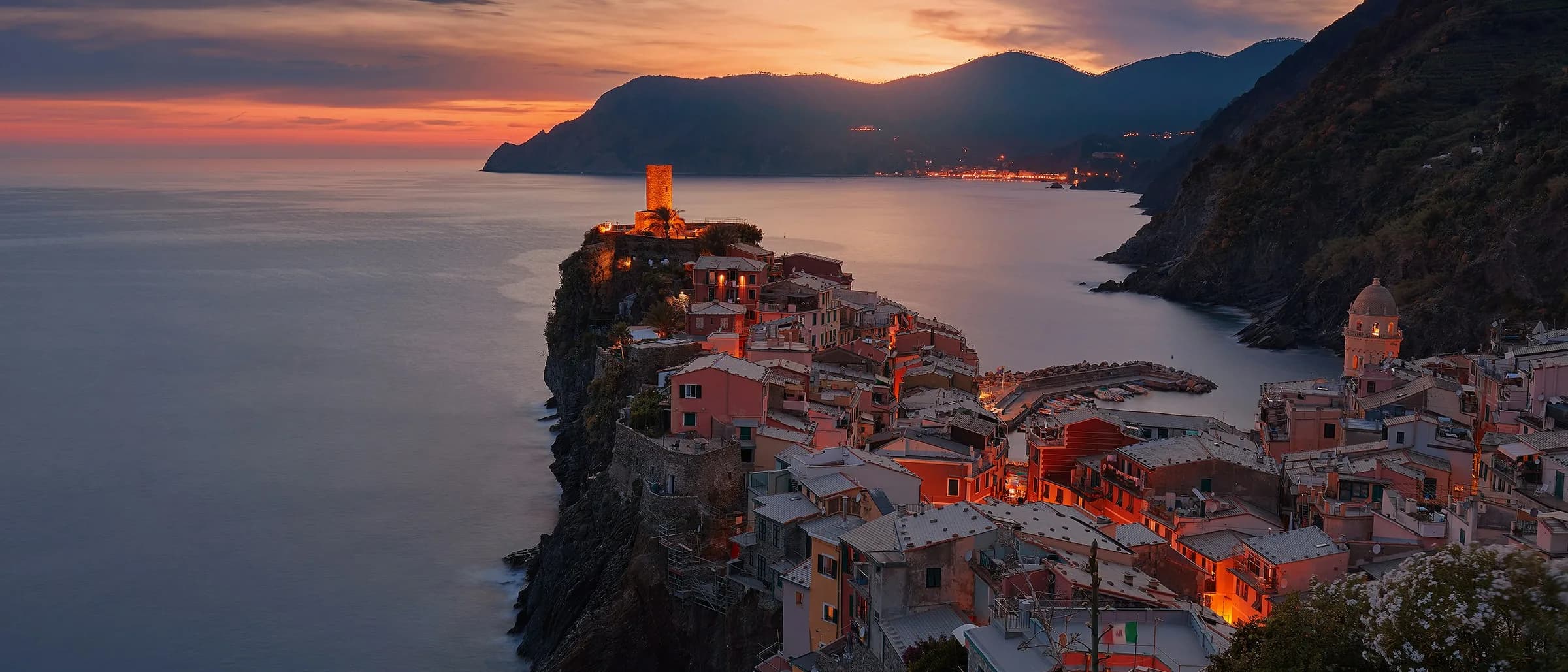 Vernazza at dusk, twenty minutes along the coast