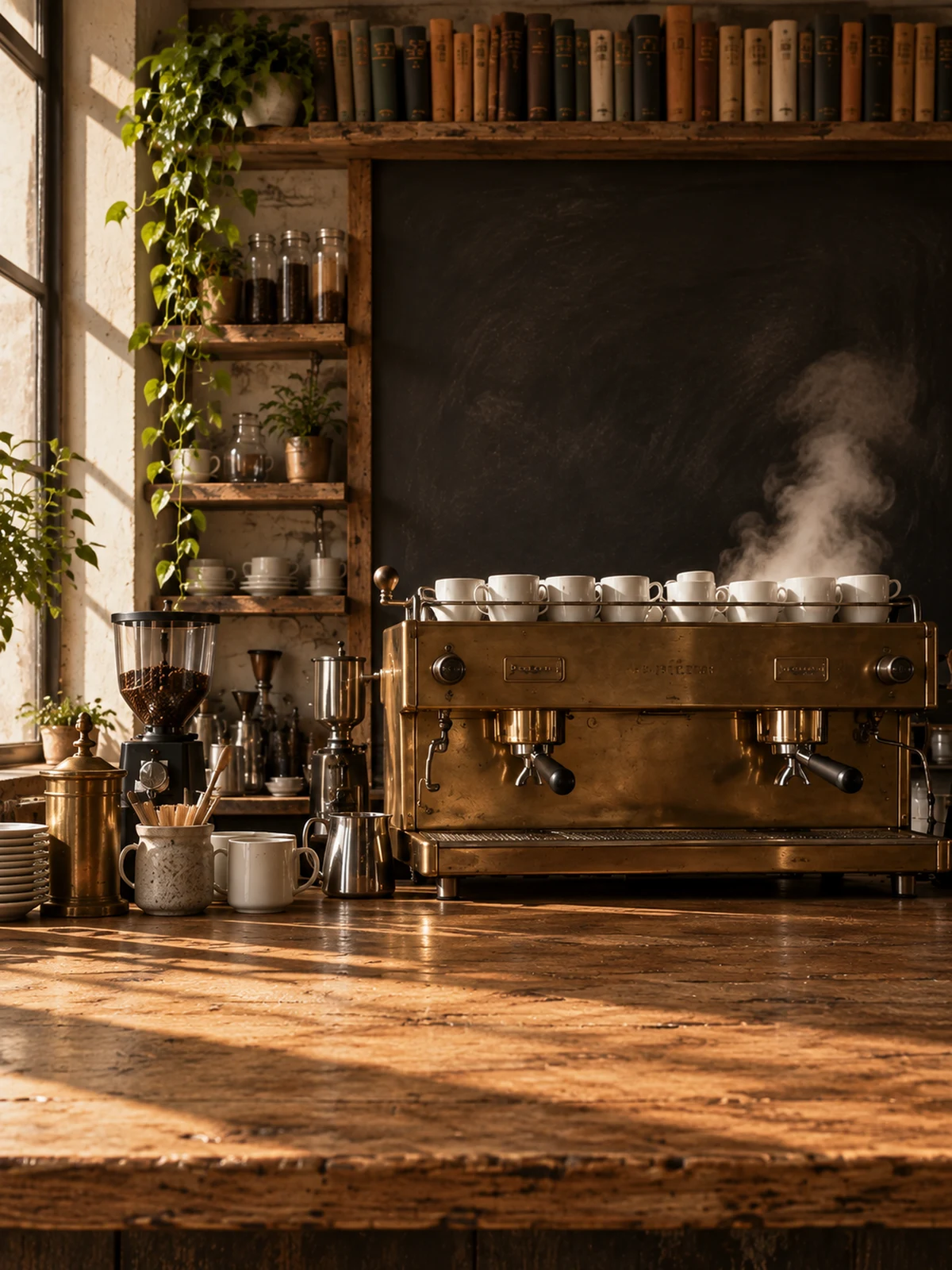 The counter at a quarter past seven, the brass machine steaming and the first batch out of the roaster